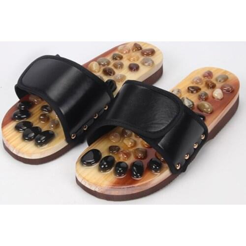 Women Men Health Shoes Home Acupoint Foot Therapy Slipper Natural Pebble Massage Slippers