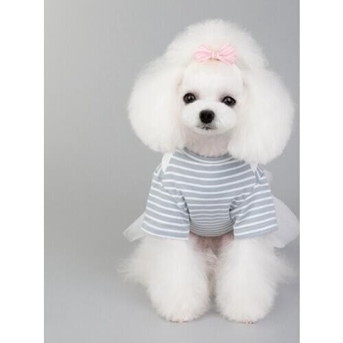 Summer Dog Clothes For Dogs Fashion Dress For Pug Cat Clothes Skirt Dog Cat Striped Clothes Supplies Outdoor Pet Decor