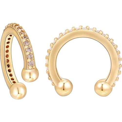 Copper Without Piercing Earrings C Shape Ear Clip Ear Cuff White Round Cubic Zirconia Clip On Earrings For Women Fashion Jewelry