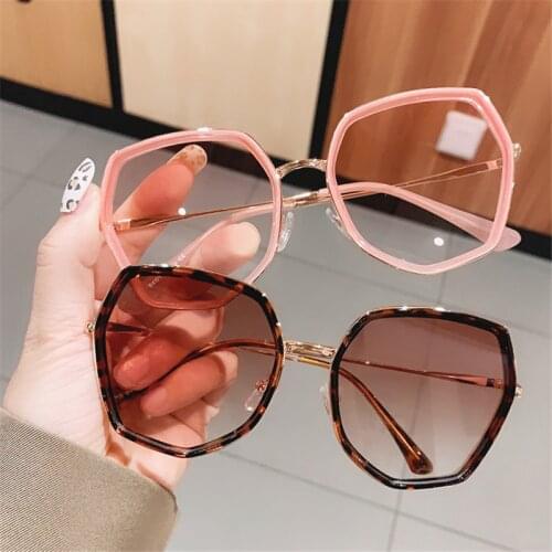 Fashion Polygon Gradient Women Sunglasses Vintage Irregular Big Frame Eyewear Trending Ladies Shades Pink Sun Glasses A89283