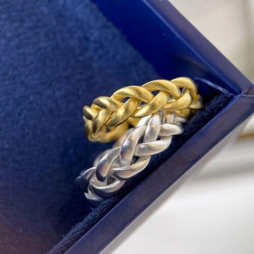 Trendy Woven Twist Rings Vintage Metal Punk Hip Hop Jewelry For Women Cocktail Party Statement Birthday Gift Wholesale