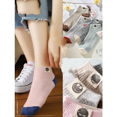 Fashion Winter Socks Korean Cotton Pink 2019 Autumn Women Fashion Funny Socks 10 Pairs/Lot Candy Cute Slippers