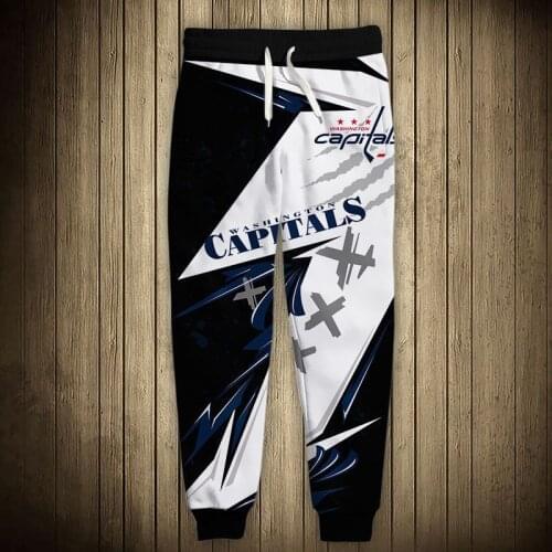 Washington mens casual capitals sports pants Classic black and white stitching graffiti letter printing sweatpants