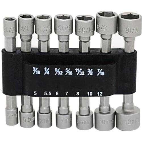9pcs 14pcs Power Nut Driver Set Black Case Dual Metric & Standard 1/4"Shank Screwdrivers Nutdrivers Nut Driver Socket Bits Drill