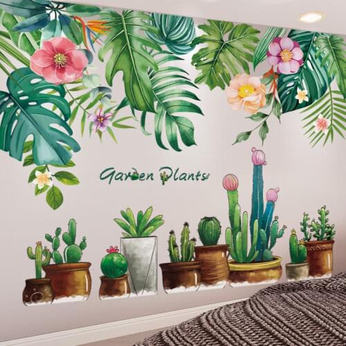 [shijuekongjian] Tree Leaves Wall Stickers DIY Potted Plant Wall Decals for Living Room Bedroom Nursery Kitchen House Decoration