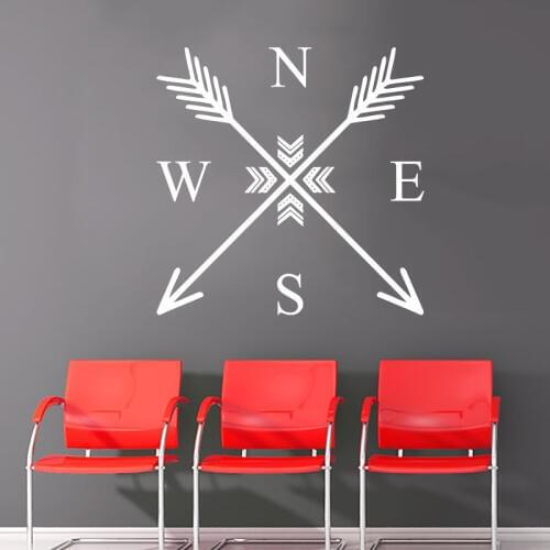 Wall Decals Arrow Compass Rose Nautical Navigate Wall Stickers For Living Room Home Decor Wall Art Bedroom Decoration Vinyl S-82