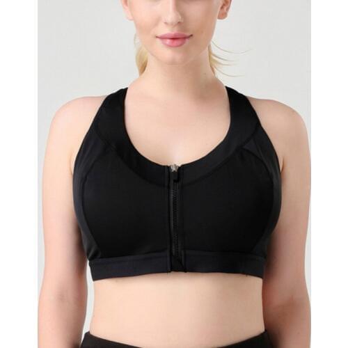 New Fashion Women Double Layer Zipper Big Cup E Bra Top Push Up Shockproof Vest Top Underwear With Pad