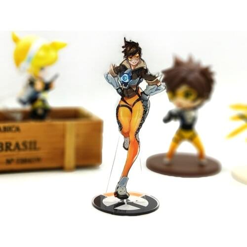 Love Thank You OW watch Tracer acrylic stand figure model plate holder cake topper anime OVER LOVELY SEXY HEROES games