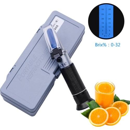 0~32% Brix Sugar Concentration Refractometer Handheld ATC Sweetness Tester Fruit Meter for Honey Vegetables With Box