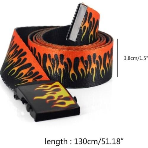 130cm Length Casual Canvas Belts for Men and Women Korean Style Adjustable Webbing Waist Belt Flame Grain Waistband Jy06 21