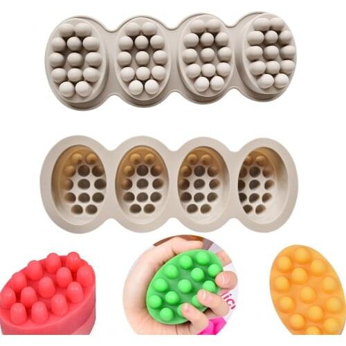 4 Cavity Silicone Soap Mold for Massage Therapy Bar Making Tools DIY Homemade Oval Spa Soaps Mould Candle Mold