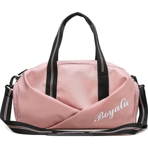 Sports Gym Bag Women Casual Letter Handbag Large-capacity Wet Dry Separation Shoes Organizer Yoga Bag Travel Pink Duffel Bag