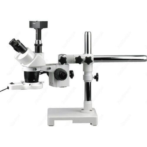 Stereo Boom Microscope--AmScope Supplies 20X & 40X Stereo Boom Microscope + Fluorescent Light + 1.3MP Camera