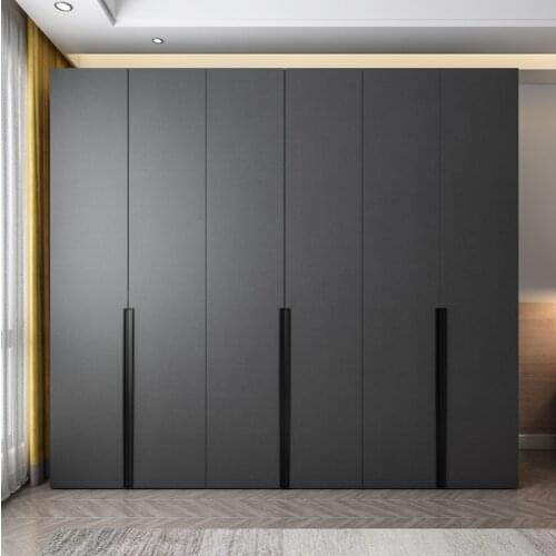 Modern simple wardrobe light luxury bedroom wood combination wardrobe minimalist with top cabinet household wardrobe