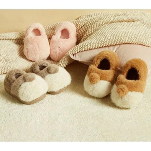 Winter Children Slippers Toddler Girls Animal Plush Flip Flop Parents Baby Slide Boys Indoor Shoes Warm Home Kids Shoes