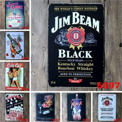 Vintage Metal Signs of The Worlds Finest Bourbon Jim Beam Black Sour Mash Kentucky Straight Bourbon Whiskey Tiki Bar Decorative