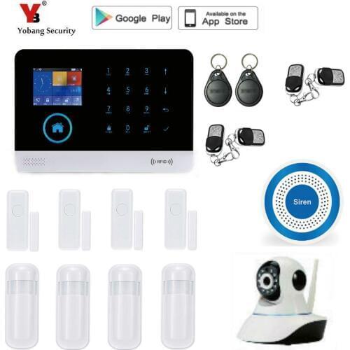 Yobang Security wireless wifi GSM Alarm System Home Security with Wireless PIR Detector Door Sensor wifi Alarm System