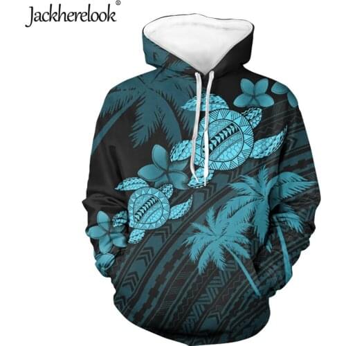 Jackherelook Women Pullover Hoodies Autumn Tops Hawaii Turtle Hibiscus Polynesian Tribal Print Loose Female Oversize Sweatshirts