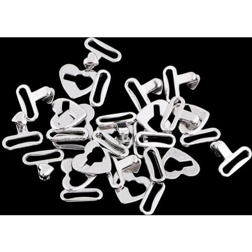 10 Sets Love Heart Metal Hook and Eye Fastener for Bra/Dress/Corset Sew On Hidden Button