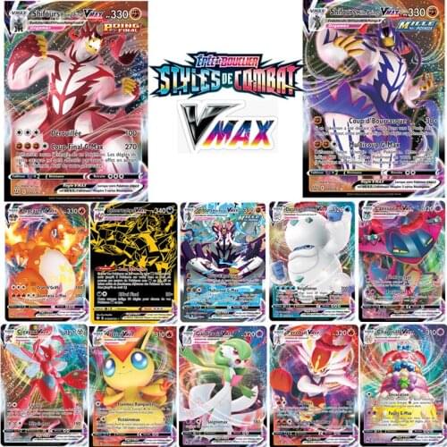 100Pcs/set Vmax Shining French Pokemon Cards Sword & Shield Battle Styles Game Cartoon Kids Collection Toys