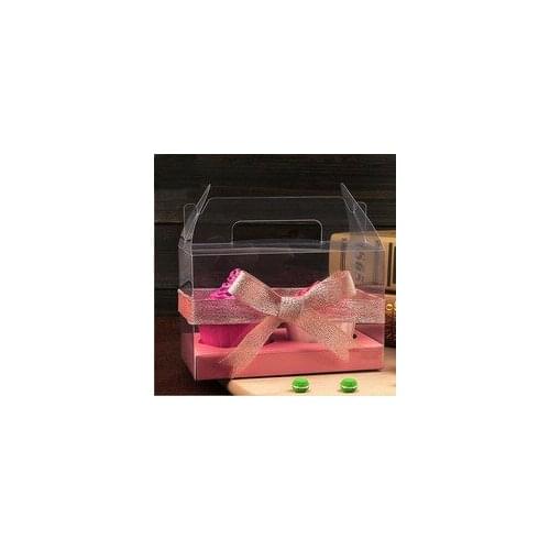 100pcs Simple Clear PVC Cupcake Boxes Plastic Roll Cake Box With Handle DIY Baking Package Free Shipping lin4608