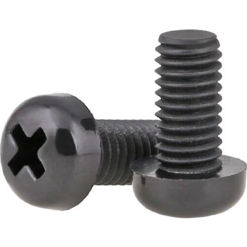 1000PCS/lot M4*6 - M4*30MM BLACK Nylon Philips Cross Head Screw Round Head Electronic Screws