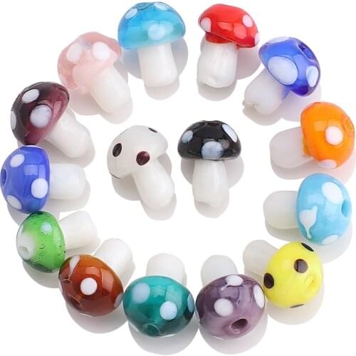 10X12/12X16/15X20mm Assorted Opaque Glass Mushroom Beads For DIY Making Handmade Earring Charm Pendant Necklace Jewelry Findings