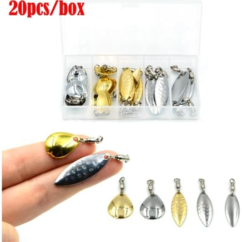 20pc/box Fishing Spoon Fishing Lures Artificial Shining Attractor VIB Tail Spinner with Connector Noise Silver Gold Metal Sequin