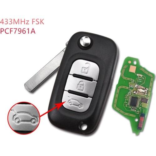 4 Buttons 433MHz PCF7939M Chip Passive Keyless Go / Entry Remote Car Key Non- Handfree For Renault Clio IV Captur