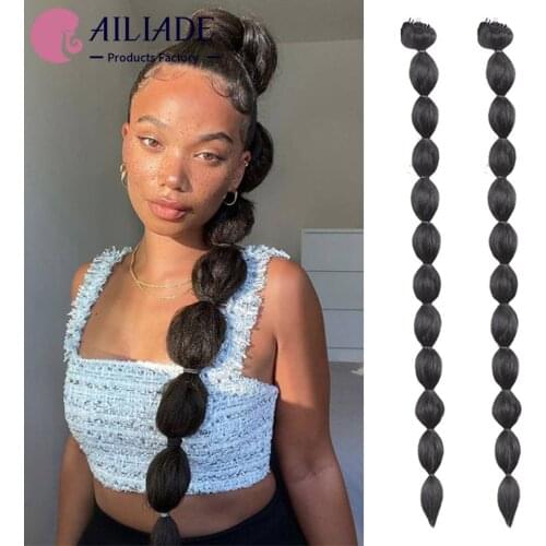 AILIADE Long Afro Puff Kinky Straight Claw Clip In Ponytail Hair Extension Synthetic Black Bubble Pony Tail Hairpiece For Women