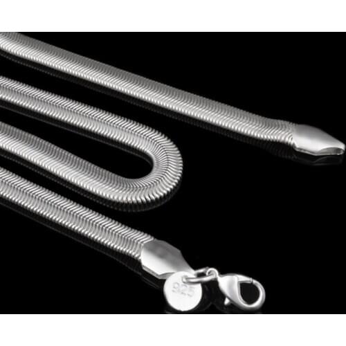 Free Shipping 925 Sterling Silver Necklace 6mm Flat Snake Chain High-grade Creative Snake Chain Personality Jewelry