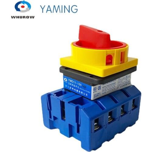 Yaming Locking isolator switch with padlock panel 100A 4 Phases 2 position on-off Changeover rotary switch YMD11-100A/4P