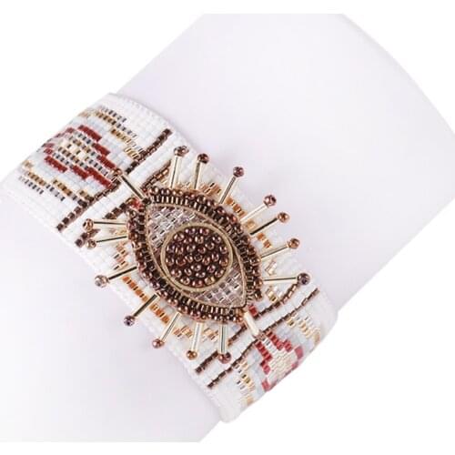 BLUESTAR Fashion Handmade Woven Miyuki Beads evil Eyes Tassel Bracelet For Women Lips Bohemian Pulseras Jewelry