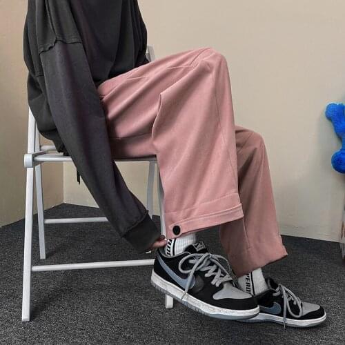 2021 Mens Pure Color Fashion Trend Streetwear Casual Pants Loose Elastic Waist Trousers Male Joggers Sweatpants Size M-5XL