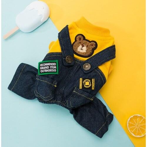 Pet Strap Pants Dogs Jeans Dog Clothes for Small Dogs Teddy Bear Jumpsuit Pomeranian Denim Suit Dog Jean Jumpsuit