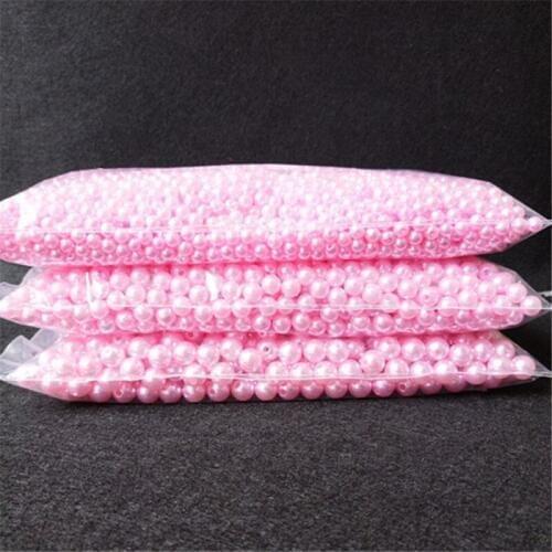 Straight hole size select 6/8/10mm pink Pearl Cabochon Round Pearl Imitation ABS Beads for Jewelry accessories Findings DIY