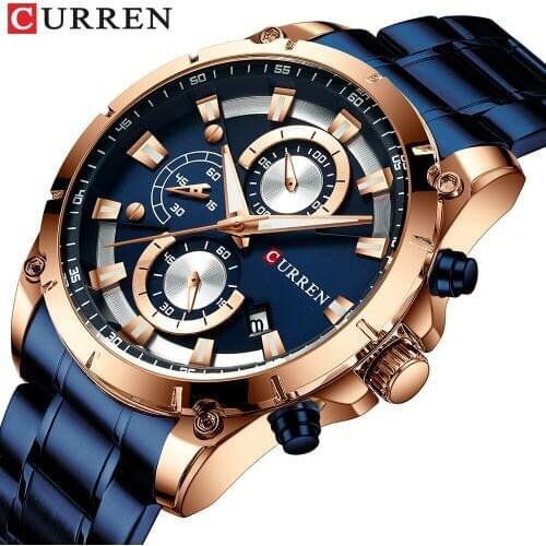 CURREN New Fashion Watch Men Sport Quartz Clock Mens Watches Luxury Brand Full Steel Waterproof Business Chronograph Relogio
