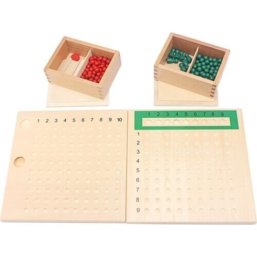 Montessori Wooden Toys Multiplication Board & Unit Division Board with Green Skittles Mathematics Toys Tables of Arithmetic Gift