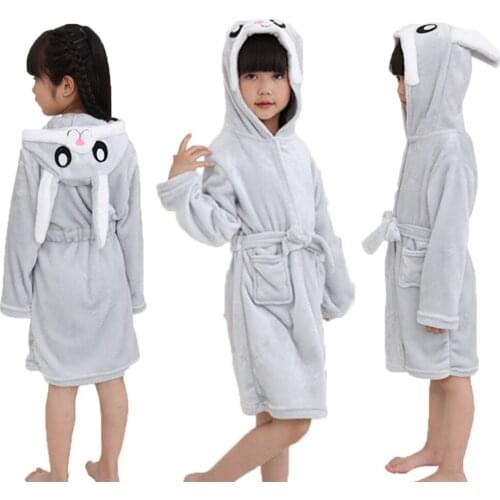 Baby Kids Bath Robes Pyjamas Boys Girls Hooded Bathrobe Kigurumi Unicorn Anime Cartoon Towel Winter Warm Childrens Sleepwear