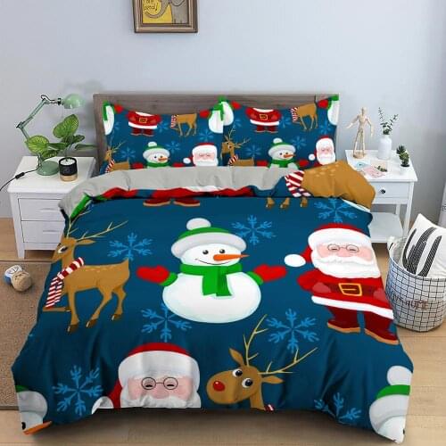 Santa Claus Duvet Cover Queen King Snow Doll Bedding Set Kids Girls Comforter Cover Plants Printed Bedspread for Kids Christmas