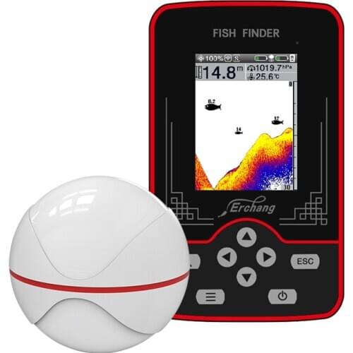 Erchang F13 Portable Fish Finder Rechargeable Wireless Sonar For Fishing 60M Depth 100M Distance Echo Sounder With Air Pressure