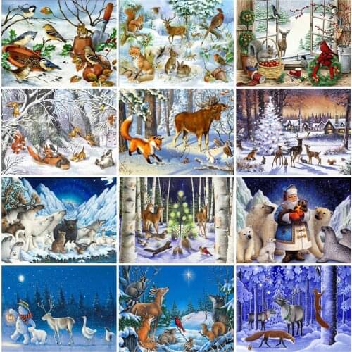 Evershine 5D Diamond Painting Christmas Deer Cross Stitch Kit Diamond Embroidery Animal DIY Rhinestones Art Decor For Home
