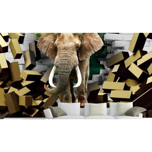 TV backdrop wallpaper roll size 3D HD Elephant photo wallpaper animal Living room bedroom photo wallpaper kids