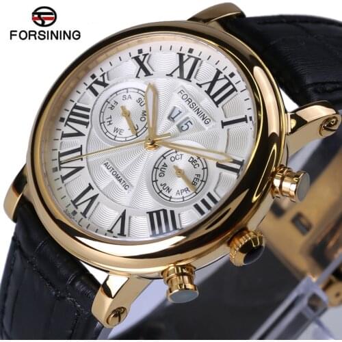 Forsining Automatic Watch 2017 New Series Luxury Brand Design Sapphire Glass Surface Gold Case Mens Watches Top Brand Luxury