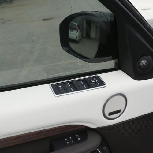Car Interior ABS Chrome Window Lift Switch Button Frame Cover Trim Accessories For Land Rover Discovery 5 LR5 2017