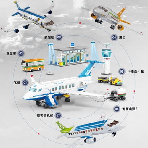 Passenger Plane sets model building blocks City Airplane bricks International Airport airlines station kids toys