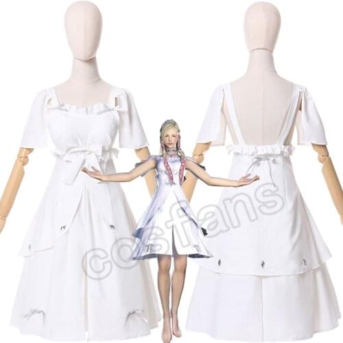 FINAL FANTASY XIV FF14 Minfilia Cosplay Costume Daily Dress Cute Girl Costume White Sexy Woman Dress Christmas Carnival Party
