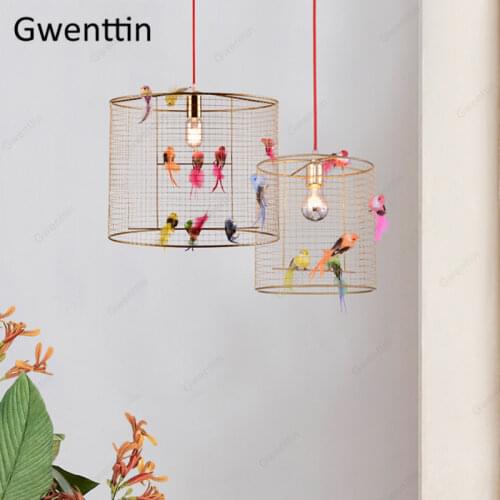Creative Bird Cage Pendant Light Nordic Loft Home Decor for Living Room Bedroom Hanging Lamp Modern Led Light Fixtures Luminaire