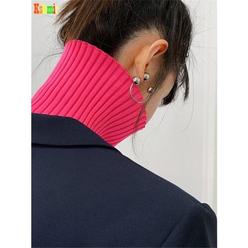 Kshmir Fashionable aureate metallic temperament feels round bead ear nail Gift of stylish jewelry for girls 2021