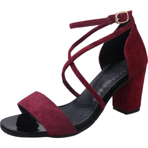 2020 Summer Women Sandals Open Toe Womens Sandals Thick Heel Women Pumps Shoes Korean Style Gladiator Shoes High heel Sexy